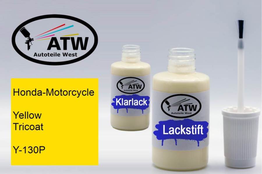 Honda-Motorcycle, Yellow Tricoat, Y-130P: 20ml Lackstift + 20ml Klarlack - Set, von ATW Autoteile West.